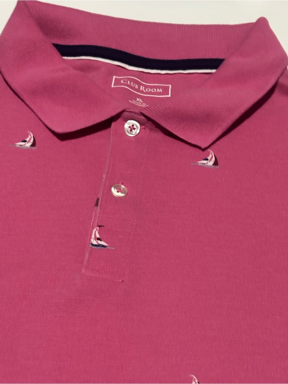 Club Room Bright Pink Polo with Sailboat Embroidery